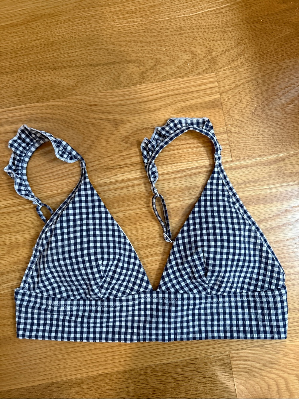 aerie Navy & White Gingham Triangle Bralette